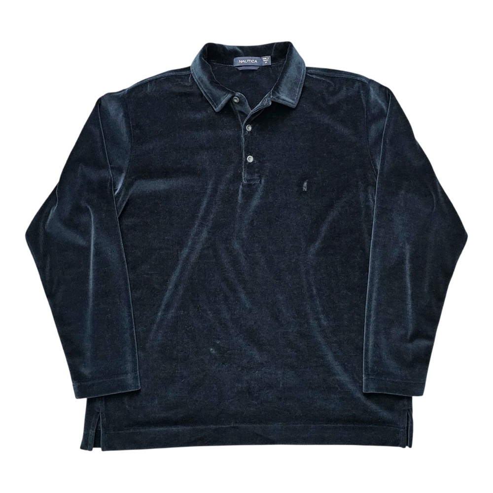 Nautica Men’s Black Long Sleeve Polo Shirt Size Medium